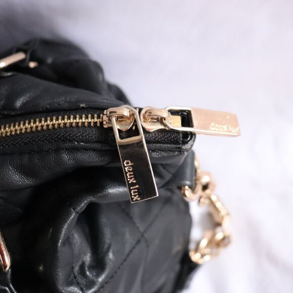 Deux Lux Women's Black Quilted Casual Zipper Lined Hand Cross Body Pocket Bag - Picture 4 of 16